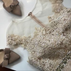 Champagne Embellished Waist Dress